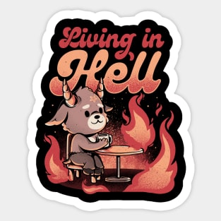 Living In Hell - Creepy Cute Evil Baphomet Gift Sticker